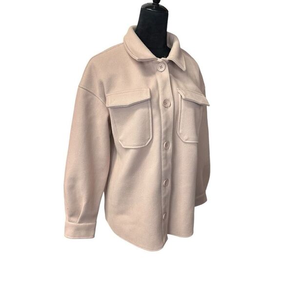 Avec Les Filles Oversized Woven Shacket in Blush Medium - Picture 6 of 13
